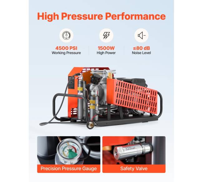 PCP oro kompresorius 4500PSI su keturiais cilindrais4