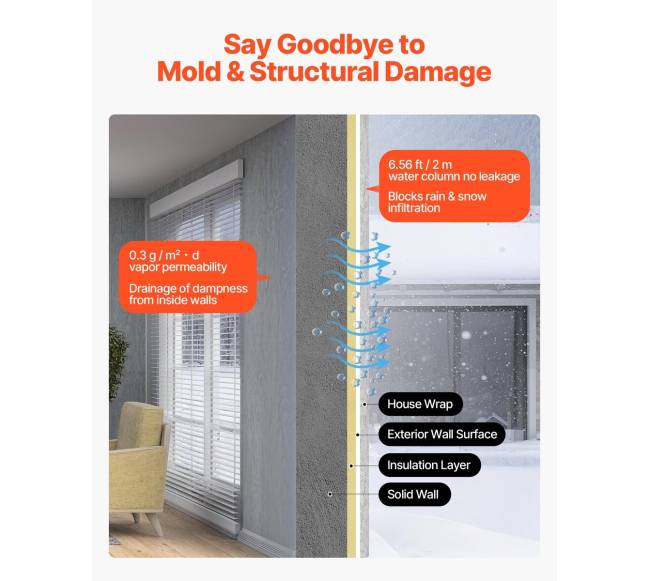 Namų apvyniojimas 2740 x 22860 mm garo barjeras2