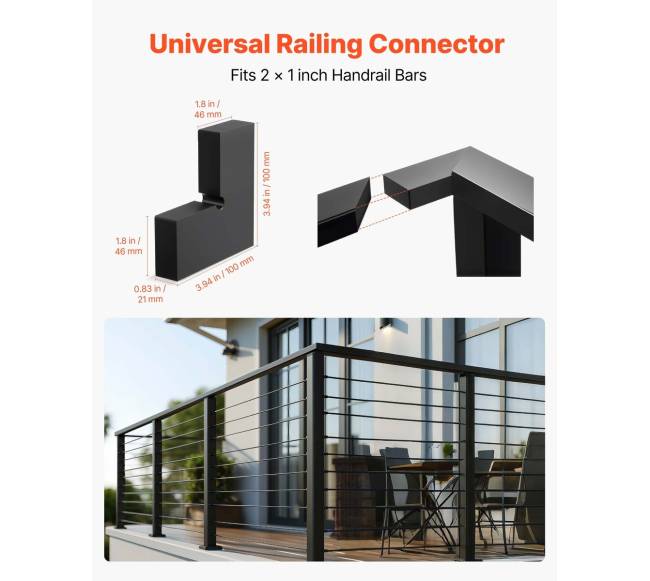 2 dalių kampų jungtys turėklų sistemai2