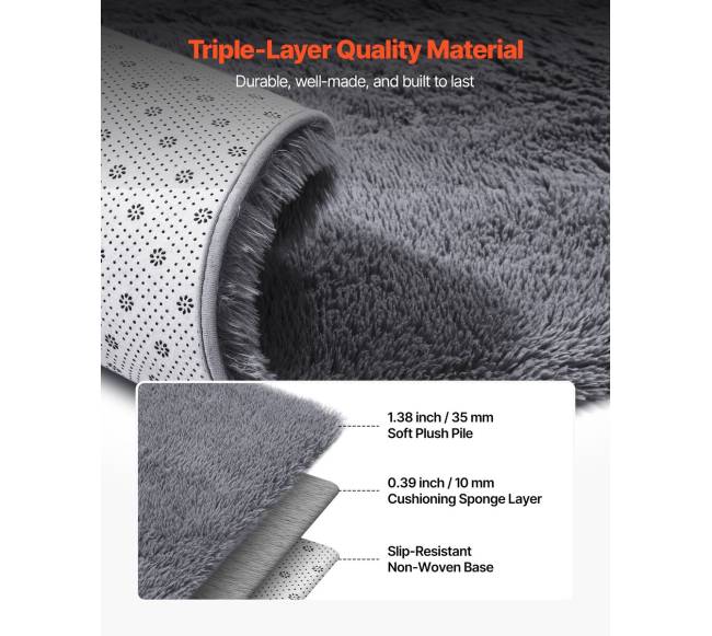 Pliušiniai kilimai vidaus naudojimui, dūminės pilkos 2.44 x 3.05 m5