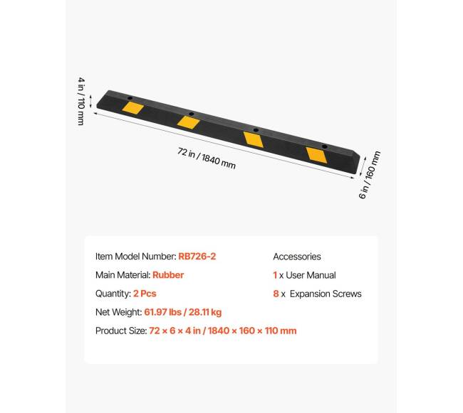 Automobilių stovėjimo ribotuvas 1840 mm, 2 vnt.6