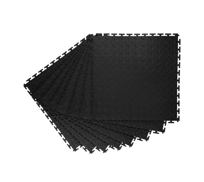 Garažo grindų plytelės, sujungiamos, juodos0