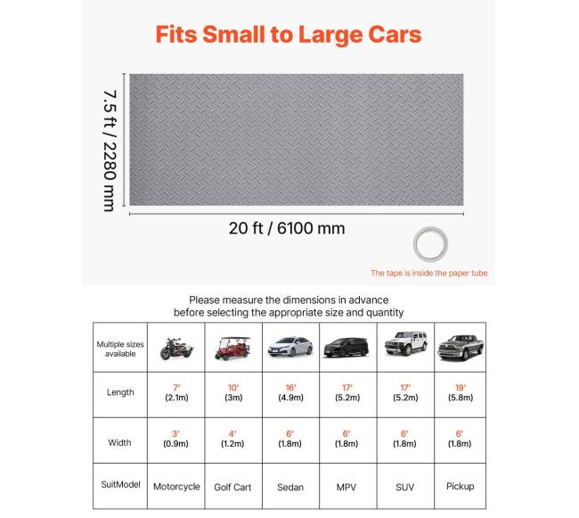 Garažo grindų kilimėlis 2,28 x 6,1 m, pilka1