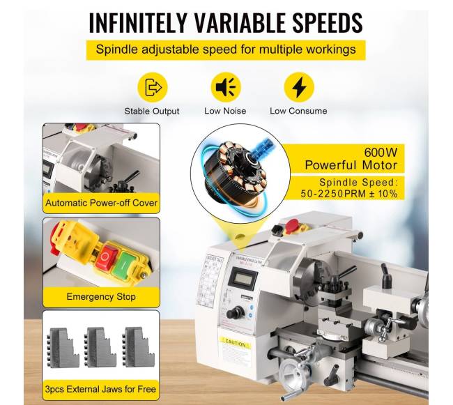 Mini metalo tekinimo staklės 8x14, 600W3