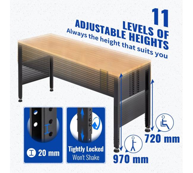 Reguliuojamo aukščio darbastalis, 183 x 64 cm2