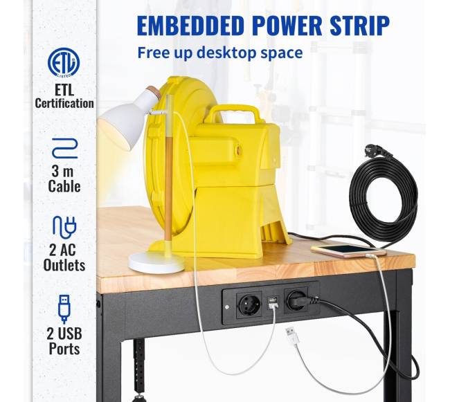 Reguliuojamo aukščio darbastalis, 183 x 64 cm3