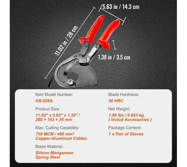 11 colių replių tipo kabelio pjaustiklis6