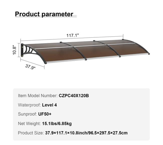 Langų ir durų stogelis 100 cm x 305 cm6