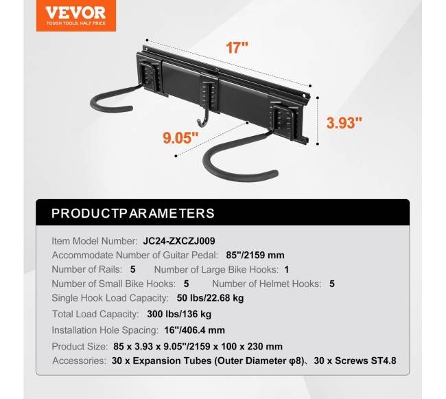 Dviračių laikiklis, tvirtinamas prie sienos, 6 dviračiams6