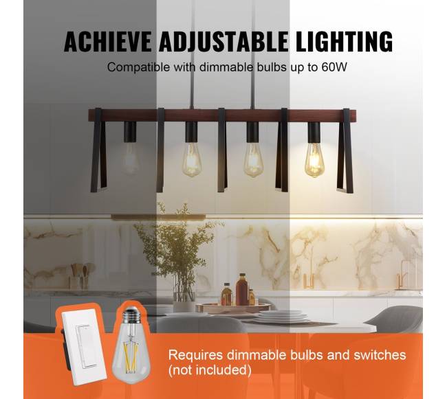 Virtuvės salos pakabinamas šviestuvas 4 šviesos4