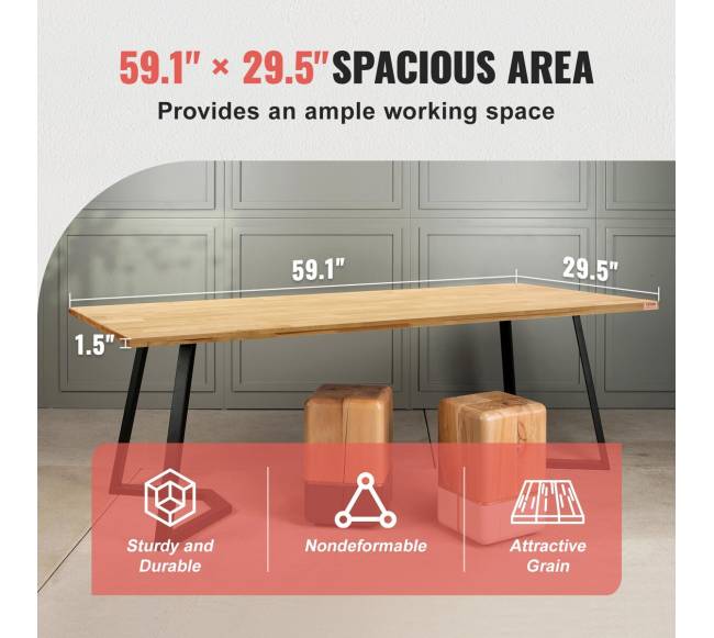 Klevo medžio stalo viršus 150 x 75 cm2
