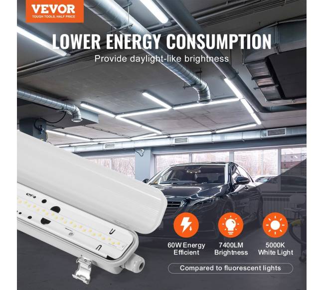 4 vienetai LED sandariniai šviestuvai 4ft 60W2