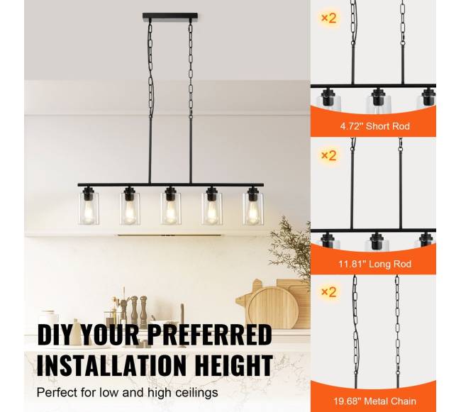 5 lempučių šviestuvas virtuvei1