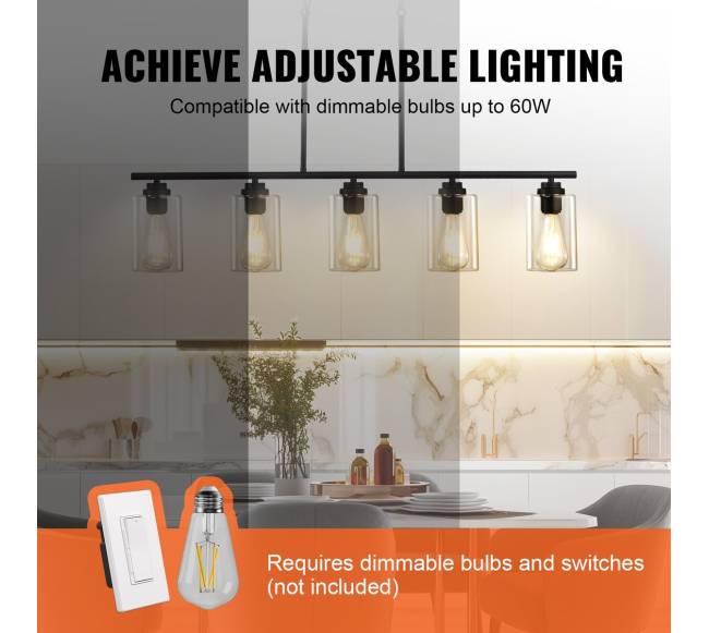 5 lempučių šviestuvas virtuvei4