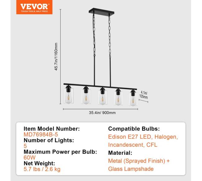 5 lempučių šviestuvas virtuvei5