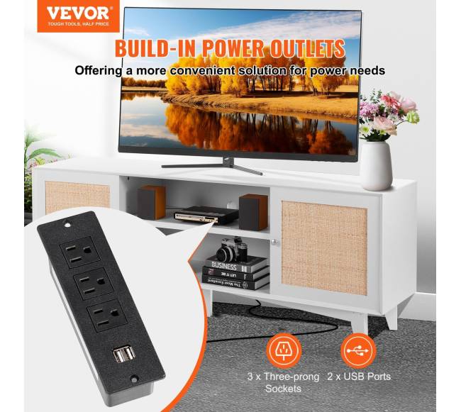 Rattan televizoriaus stovas 191 cm baltas1