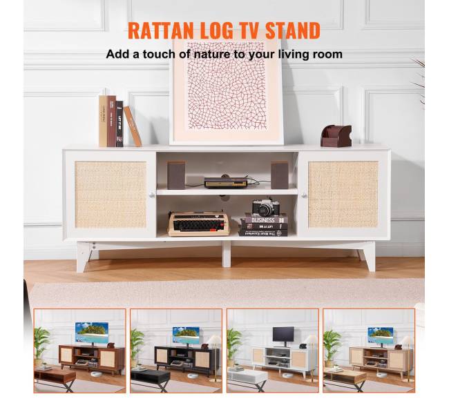 Rattan televizoriaus stovas 191 cm baltas2