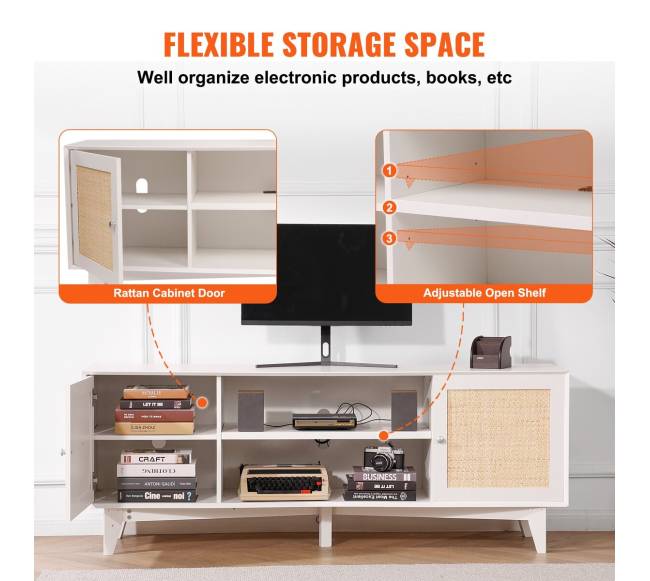 Rattan televizoriaus stovas 191 cm baltas4