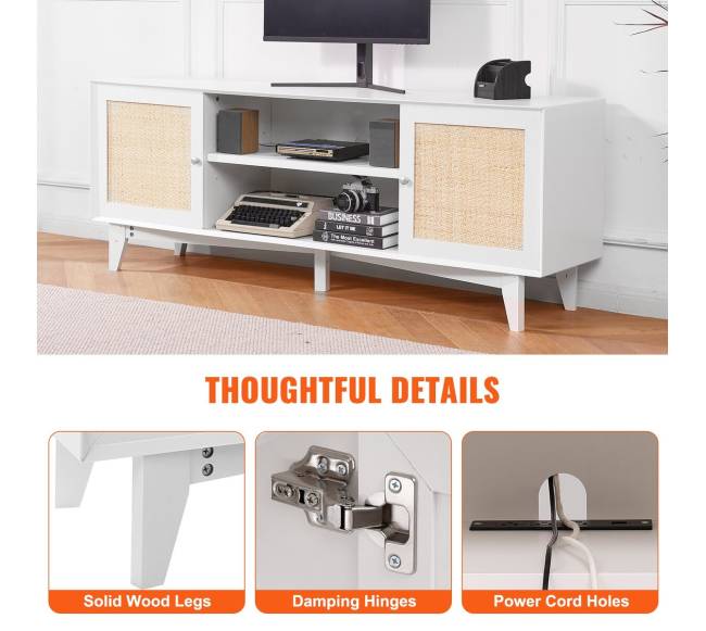 Rattan televizoriaus stovas 191 cm baltas5