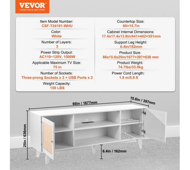 Rattan televizoriaus stovas 191 cm baltas6