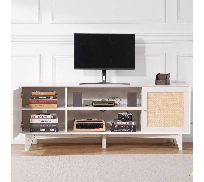 Rattan televizoriaus stovas 191 cm baltas7