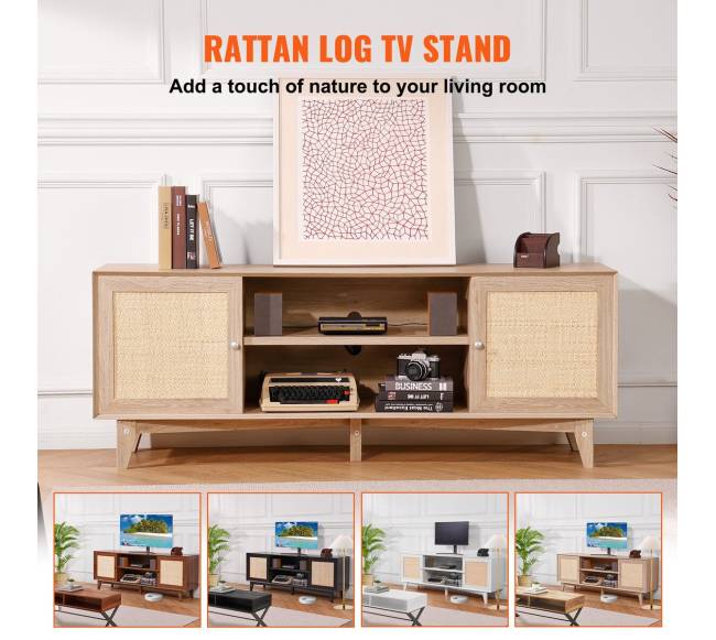 Rataninė TV spintelė 191 cm ąžuolo2