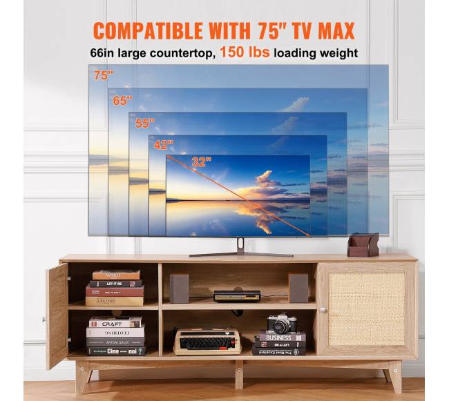 Rataninė TV spintelė 191 cm ąžuolo3