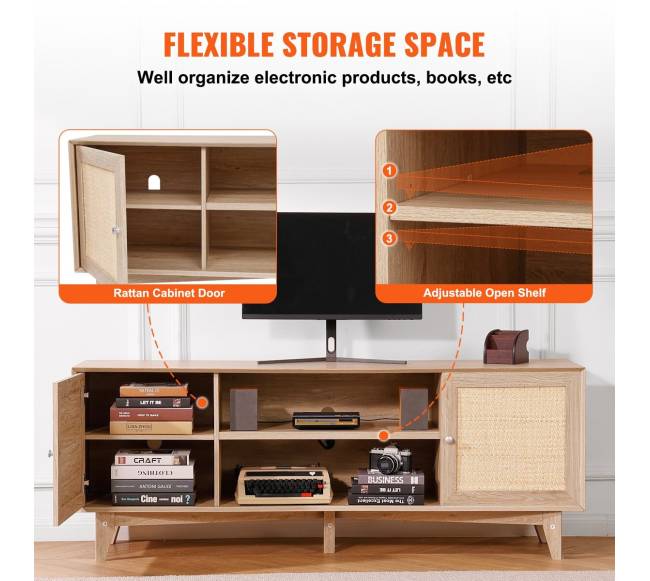 Rataninė TV spintelė 191 cm ąžuolo4