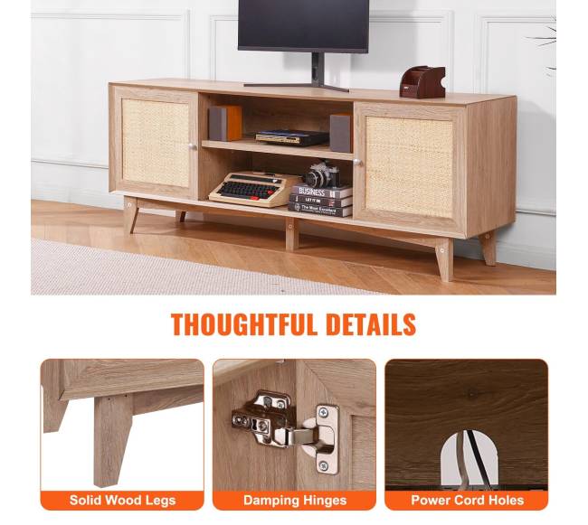 Rataninė TV spintelė 191 cm ąžuolo5
