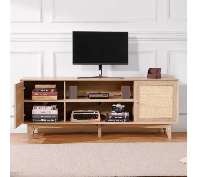 Rataninė TV spintelė 191 cm ąžuolo7