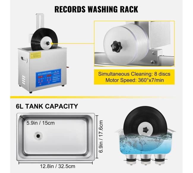 Ultragarsinis vinilų valymas 6 l talpos mašina5