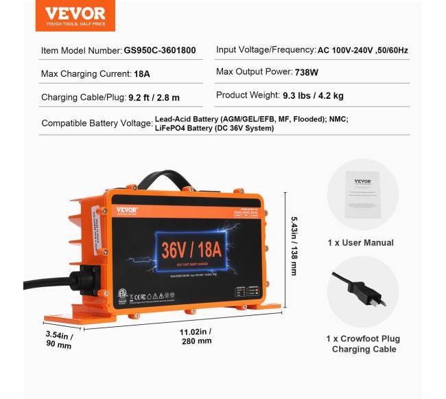 36 V 18 A golfo vežimėlio baterijos įkroviklis6