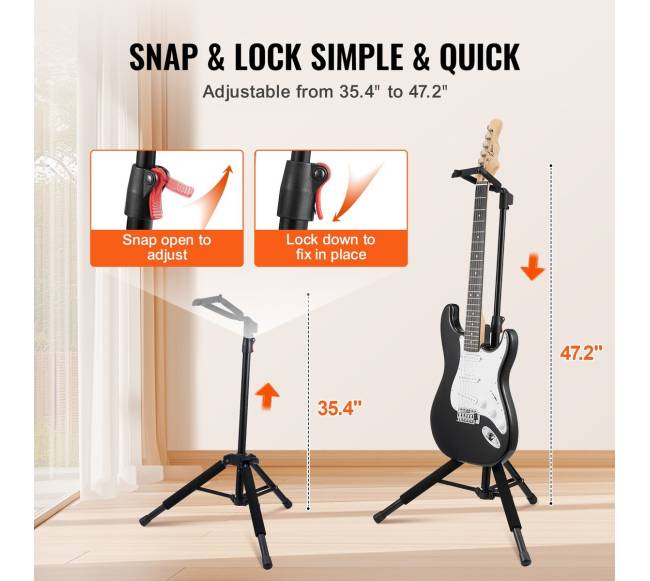 Trikojis gitaros stovas, reguliuojamo aukščio1