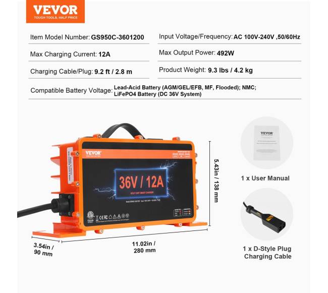 36 voltų 12 A golfo vežimėlio įkroviklis5