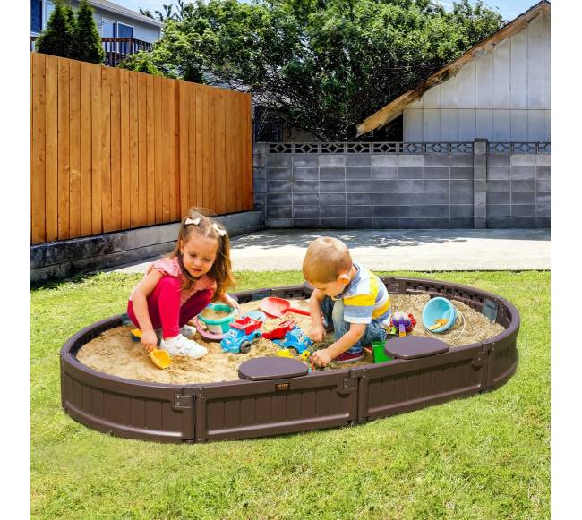 Smėlio dėžė ovali su dangčiu, lauko kiemui7