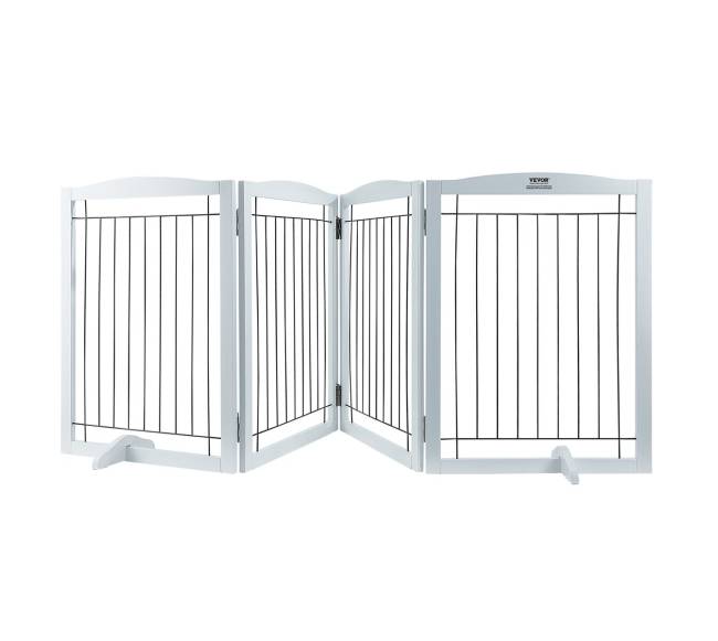 Laisvai stovintys lankstomi šunų vartai, balti0