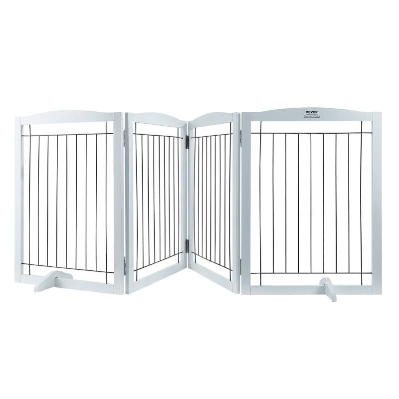 Laisvai stovintys lankstomi šunų vartai, balti0