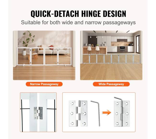 Laisvai stovintys lankstomi šunų vartai, balti2