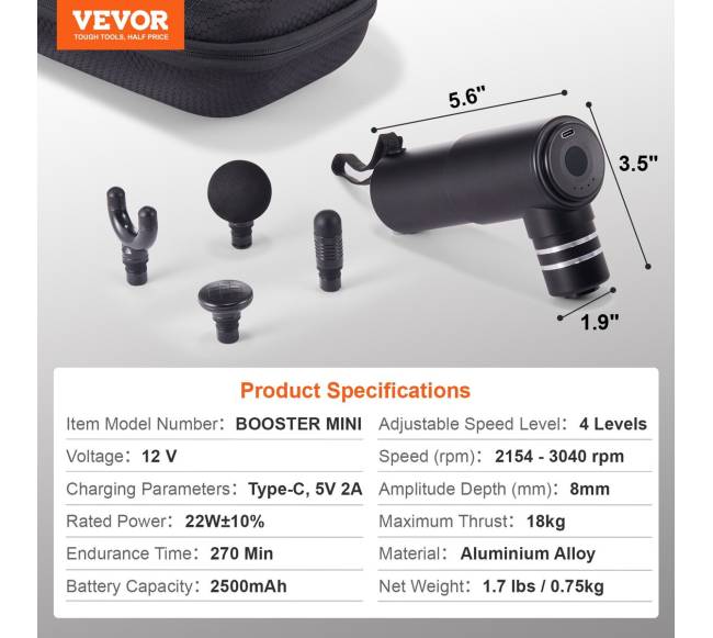 Giliųjų audinių masažuoklis su 4 galvutėmis6