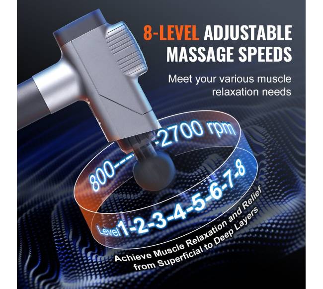 Raumenų masažuoklis su 8 greičiais ir 6 galvutėmis2