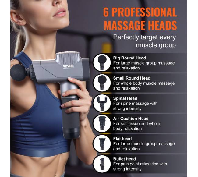 Raumenų masažuoklis su 8 greičiais ir 6 galvutėmis4
