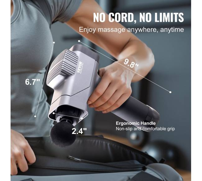 Raumenų masažuoklis su 8 greičiais ir 6 galvutėmis5