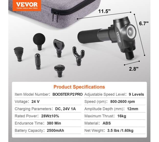 Gilusis masažuoklis su 9 greičiais ir 6 galvutėmis6