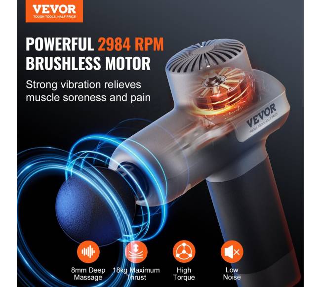 Raumenų masažuoklis su 5 greičiais ir 6 galvutėmis1