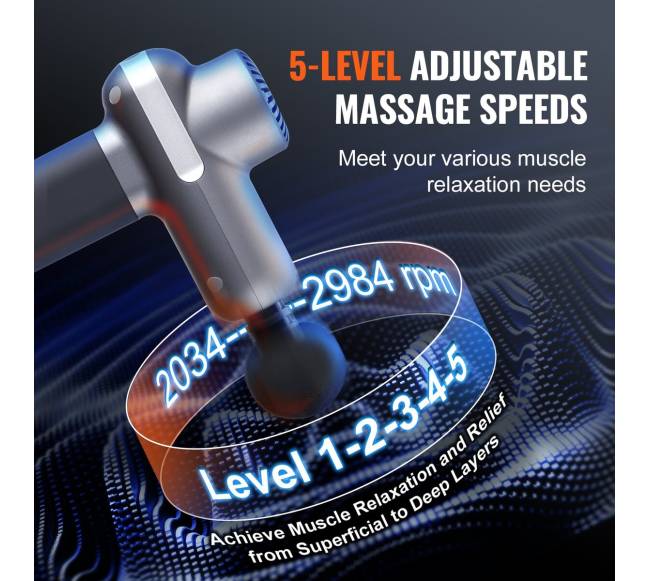Raumenų masažuoklis su 5 greičiais ir 6 galvutėmis2