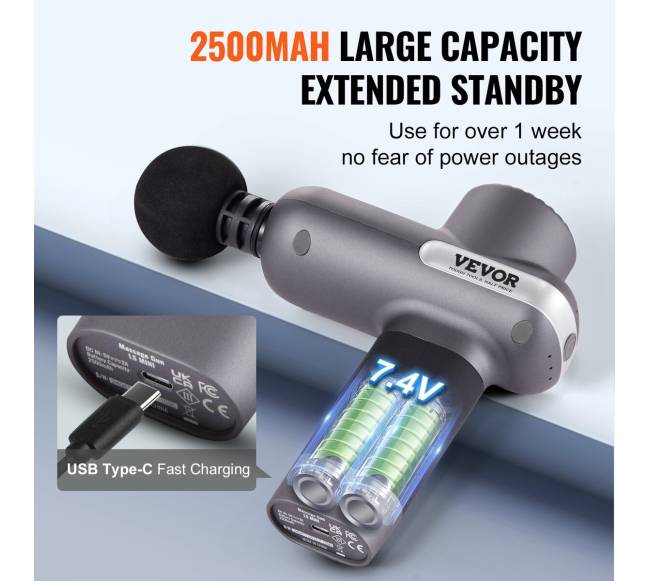 Raumenų masažuoklis su 5 greičiais ir 6 galvutėmis3