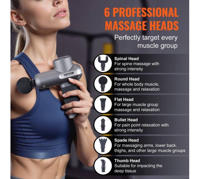 Raumenų masažuoklis su 5 greičiais ir 6 galvutėmis4