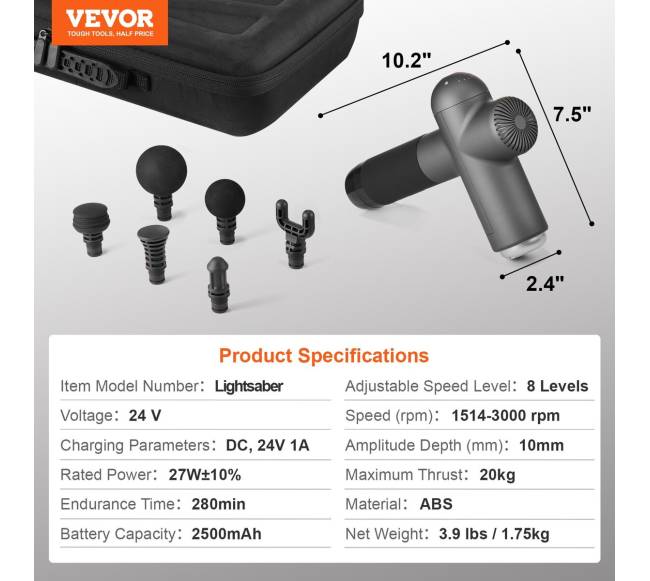 Masažuoklis su 8 greičiais ir 6 galvutėmis6