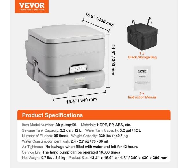 Nešiojamas tualetas stovyklavimui 12 l6