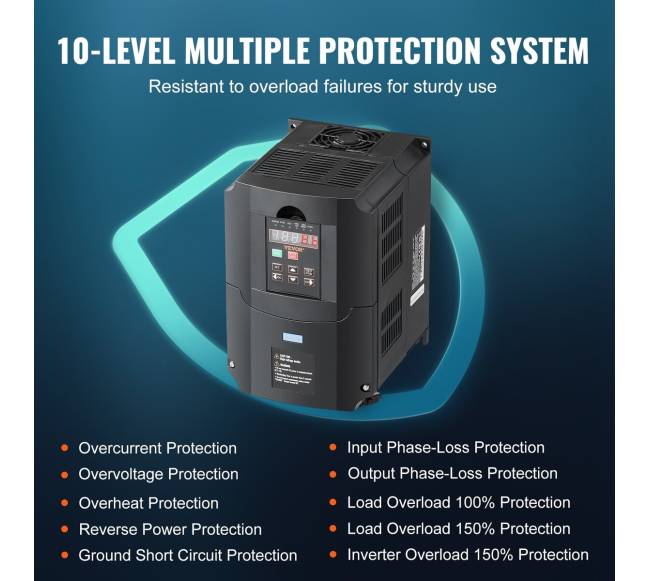 10 AG, 7,5 kW dažnio keitiklis 220V į 3 fazes3